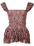 Piamita Leopard Print Top, Women's, Size: Xs, Red, Polyester/silk