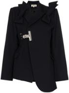 Shushu/tong Bow Detail Asymmetric Wool Blazer - Blue
