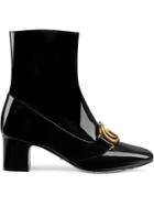 Gucci Patent Leather Ankle Boot With Double G - Black