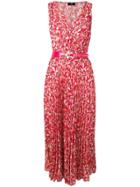 Elisabetta Franchi Printed Pleated Sleeveless Dress - Red