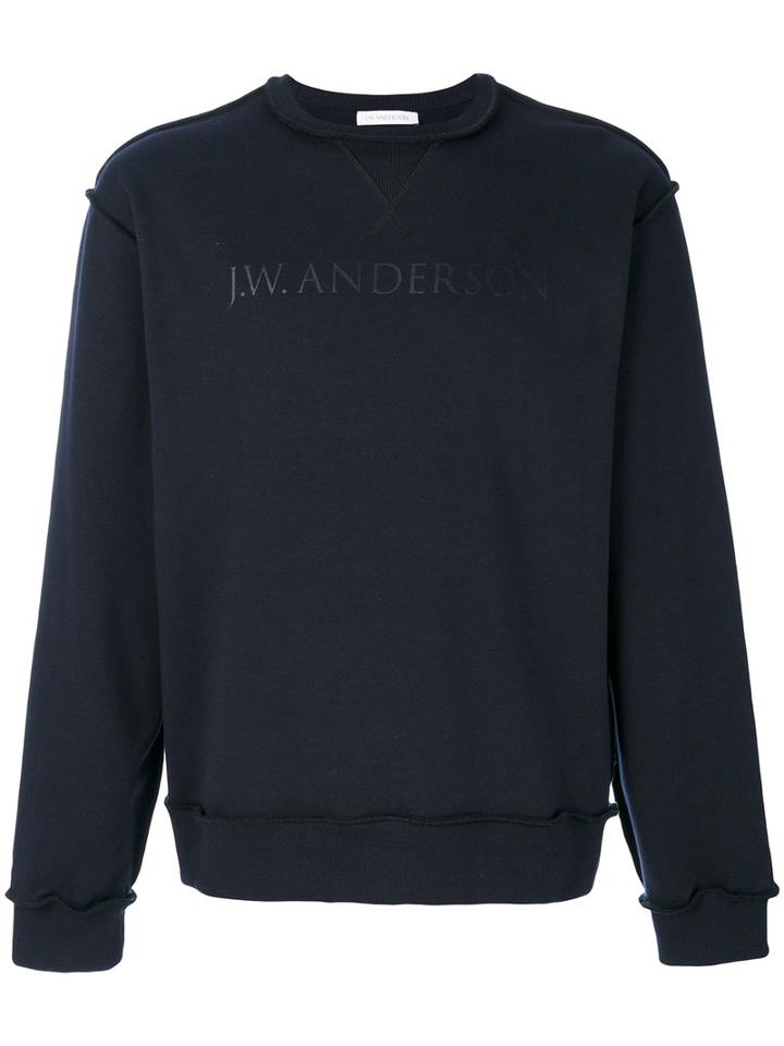J.w.anderson - Logo Print Sweatshirt - Men - Cotton - Xl, Blue, Cotton