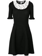 Red Valentino Contrast Lace Trim Party Dress - Black