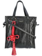 Balenciaga Tassel Detail Square Tote, Women's, Black, Lamb Skin