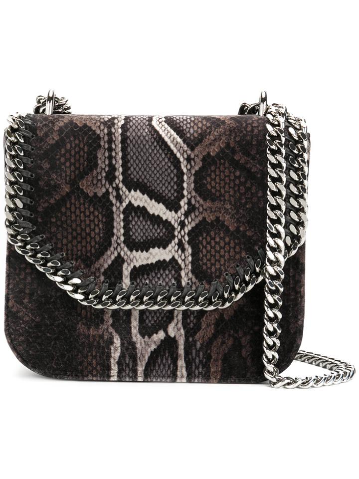Stella Mccartney Snakeskin-effect Falabella Box Shoulder Bag - Black