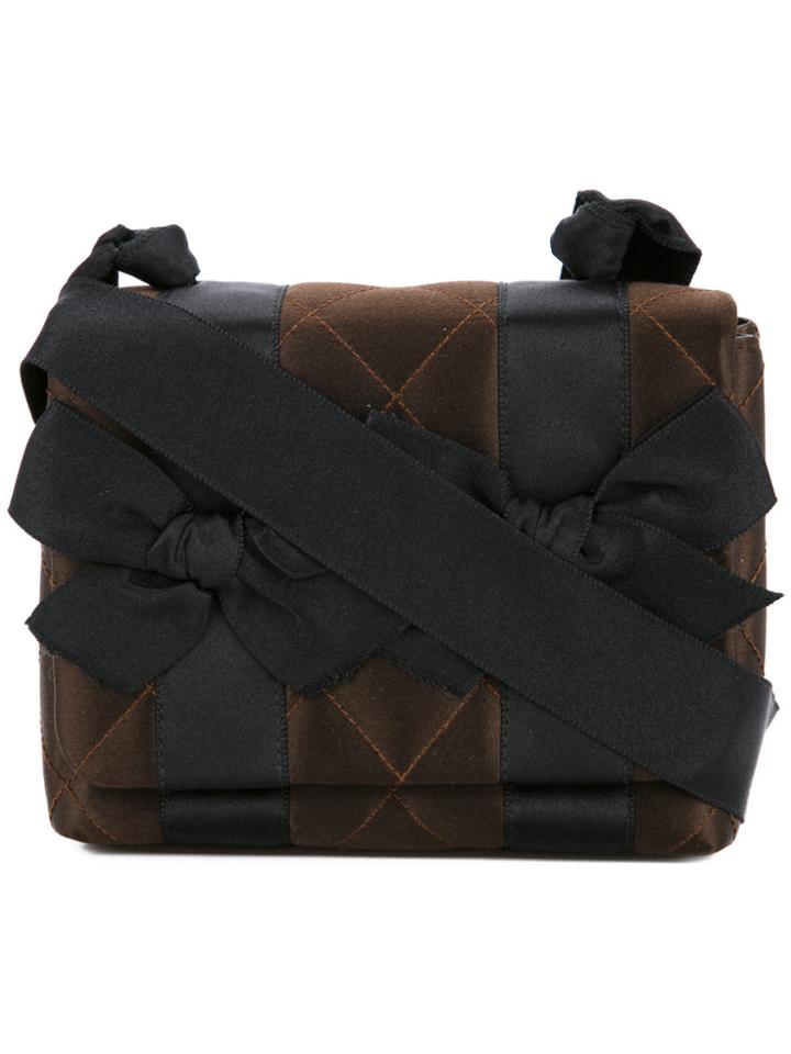 Chanel Vintage Ribbon Quilted Crossbody Bag - Black