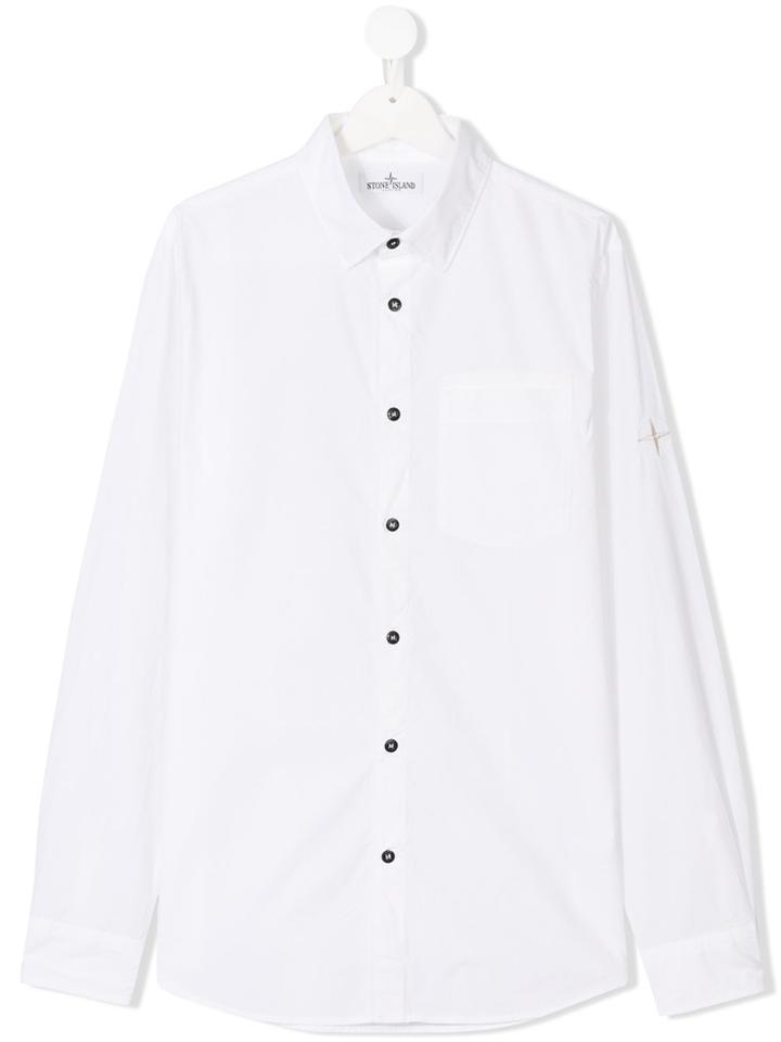 Stone Island Junior Long Sleeve Shirt - White