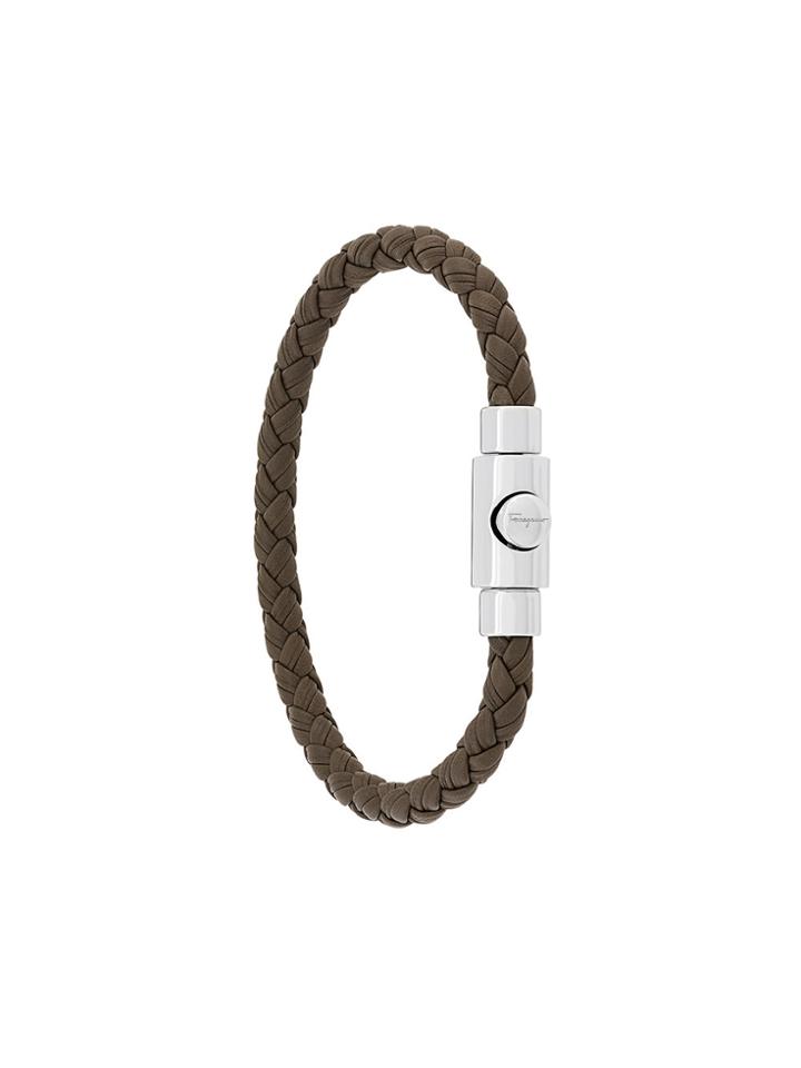 Salvatore Ferragamo Woven Press-clasp Bracelet - Grey
