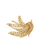 Monet Pre-owned Textured Leaf Brooch - Gold