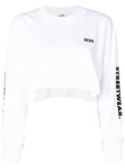Gcds Cropped Logo Sweatshirt - White