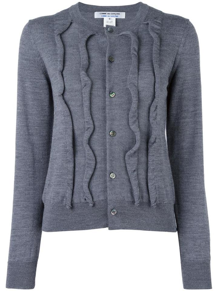 Comme Des Garçons Comme Des Garçons Ruffled Cardigan, Women's, Size: Large, Grey, Wool
