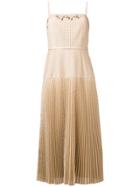 Fendi Perforated Pleated Dress - Neutrals