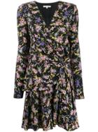 Patrizia Pepe Floral-print Ruched Dress - Black