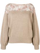 See By Chloé Lace-panelled Sweater - Nude & Neutrals