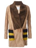 Max Mara Striped Pockets Fur Jacket