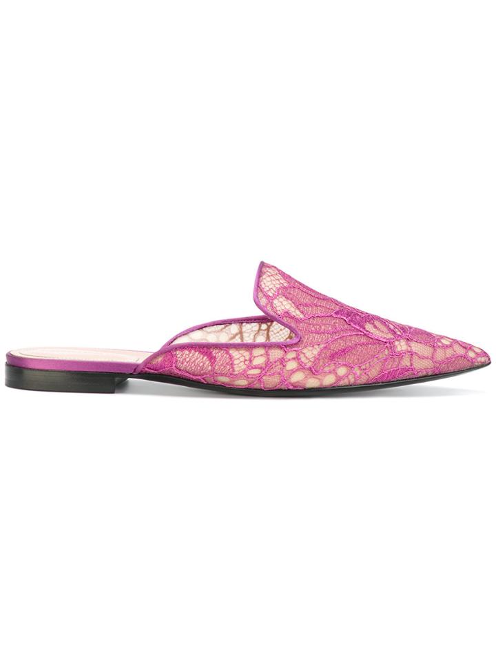 Alberta Ferretti Mia Appliqué Mule Slippers - Pink & Purple