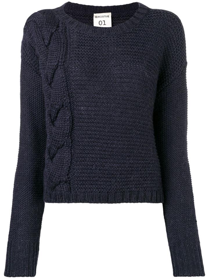 Semicouture Braid Knit Jumper - Blue