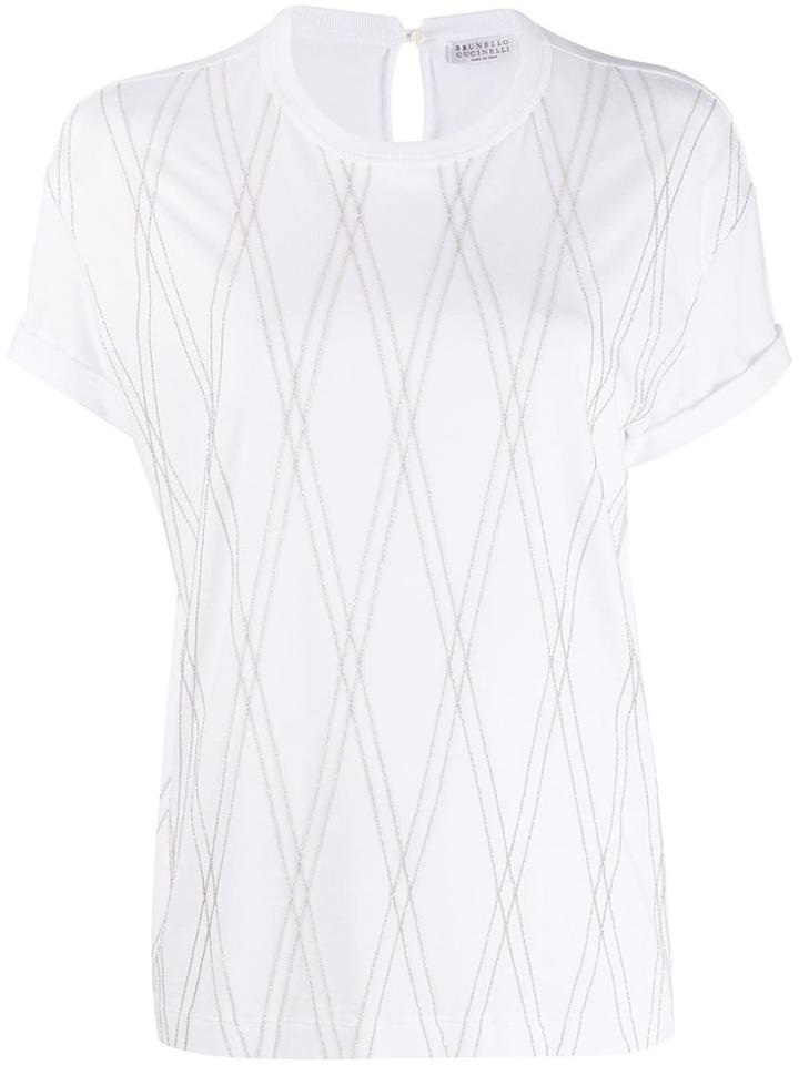 Brunello Cucinelli Embroidered Short-sleeve T-shirt - White