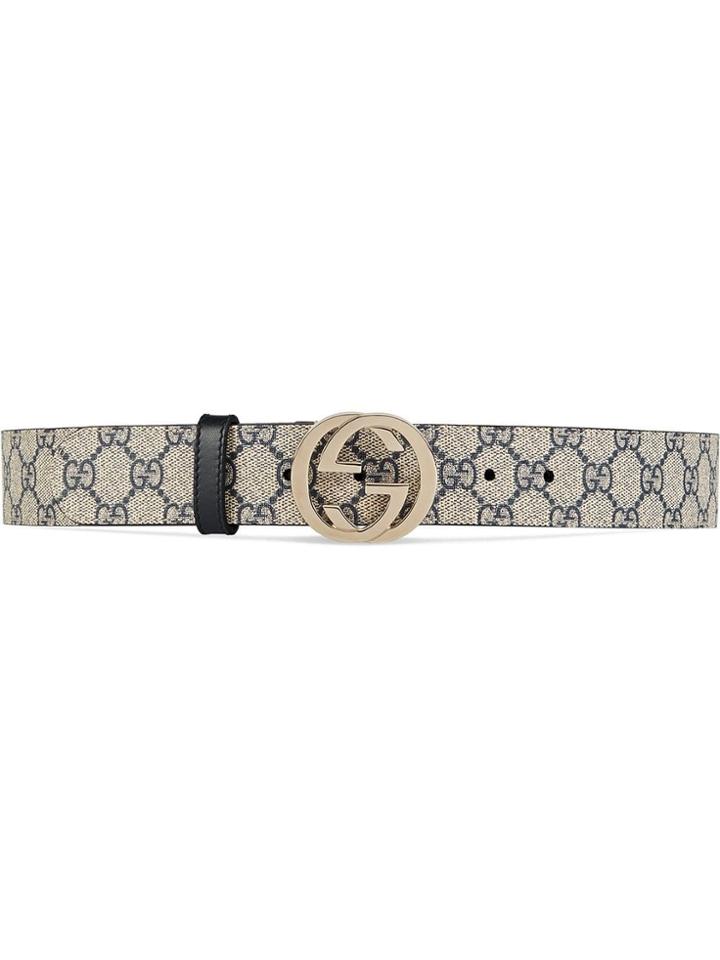 Gucci Gg Supreme Belt With G Buckle - Brown