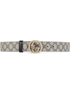 Gucci Gg Supreme Belt With G Buckle - Brown