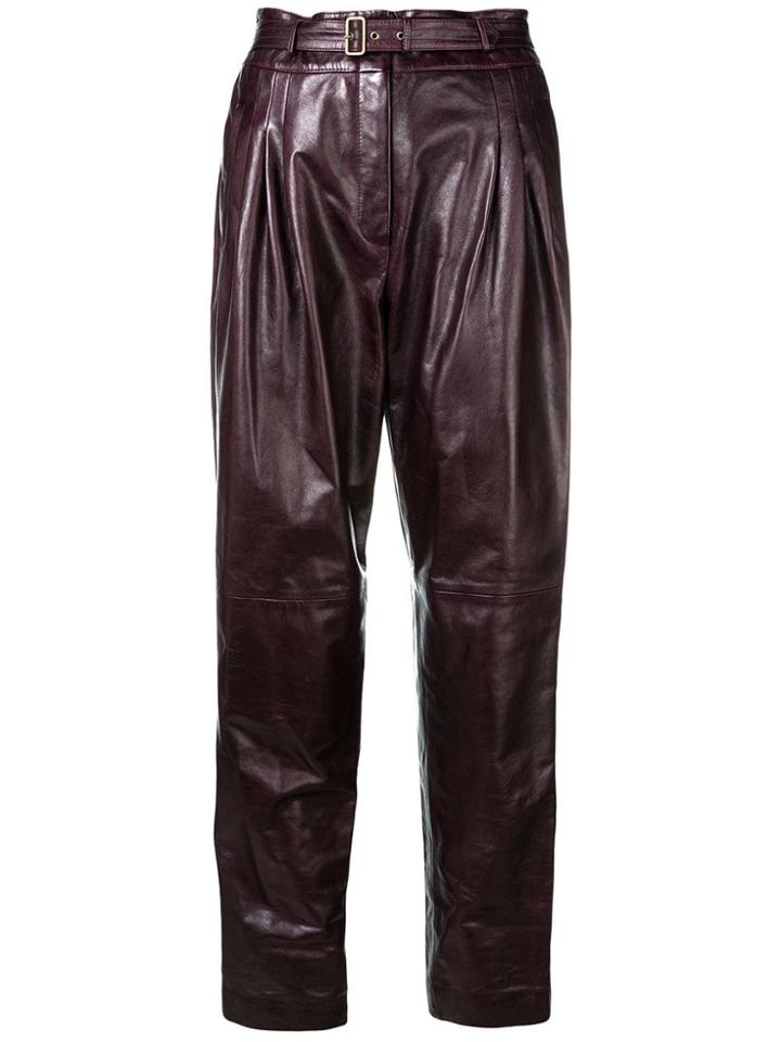Alberta Ferretti Belted High Waisted Trousers - Purple