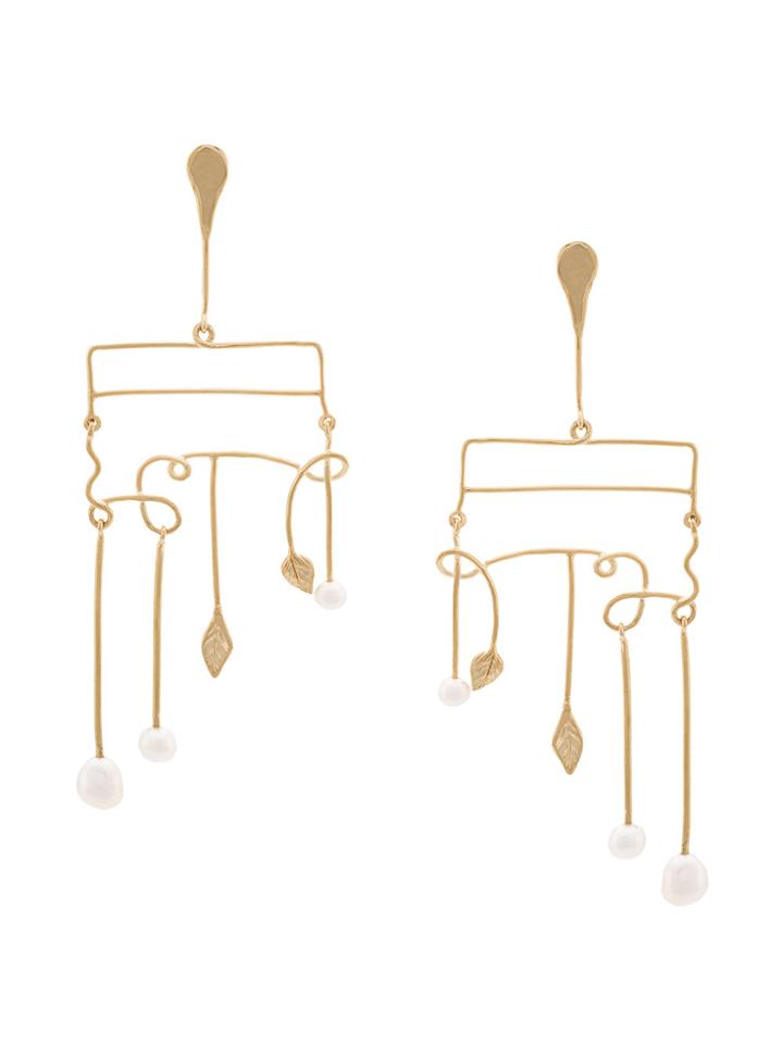 Aurelie Bidermann Wired Leaf Earrings - Metallic