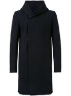 Kazuyuki Kumagai Hooded Coat, Men's, Size: 2, Blue, Polyurethane/cashmere/wool