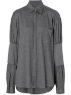 Burberry Panelled-sleeve Wool Shirt - Grey
