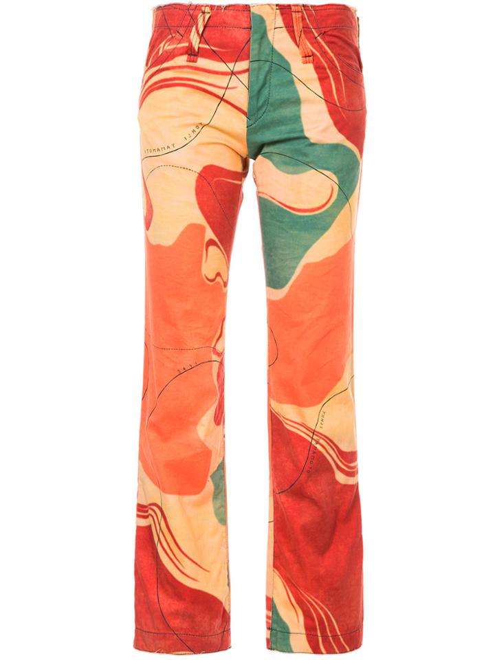 Yohji Yamamoto Vintage Psychedelic-print Frayed Trousers - Multicolour