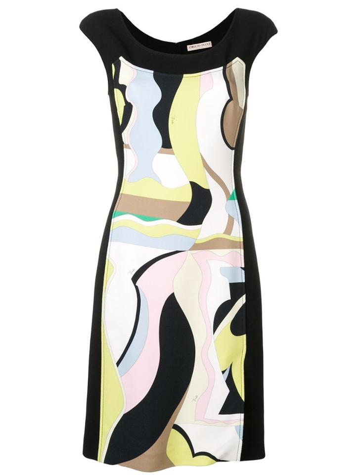 Emilio Pucci Vallarius Print Cap Sleeved Dress - Black