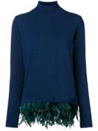 Maison Père Feather Hem Turtleneck Sweater - Blue