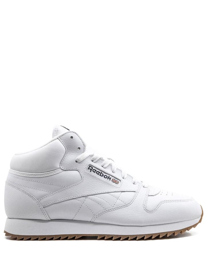 Reebok Cl Lthr Mid Ripple Gum Sneakers - White