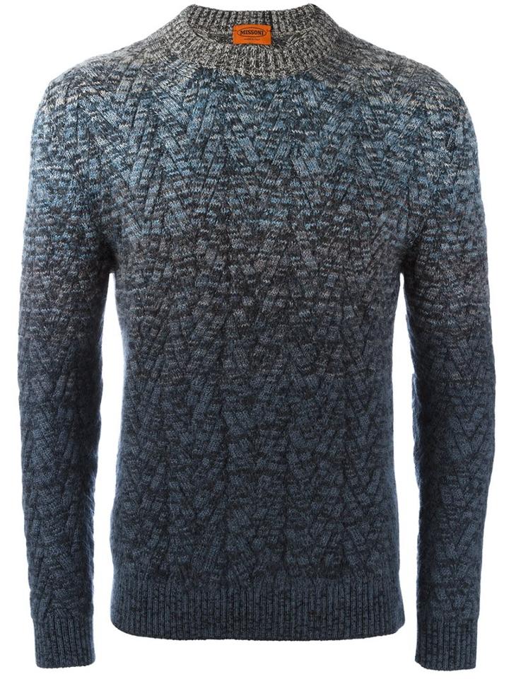 Missoni Gradient Jumper, Men's, Size: 48, Grey, Nylon/mohair/wool
