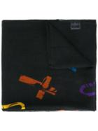Moschino Cross Print Scarf, Men's, Black, Wool
