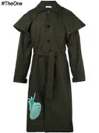 J.w.anderson Snail Patch Trench Coat, Men's, Size: 46, Green, Cotton