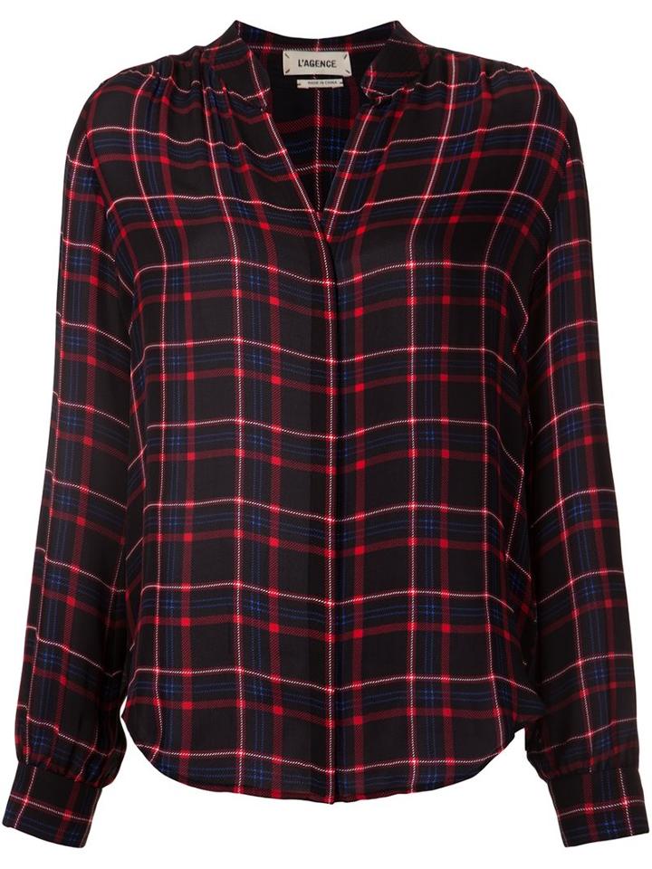 L'agence Checked Mandarin Neck Shirt