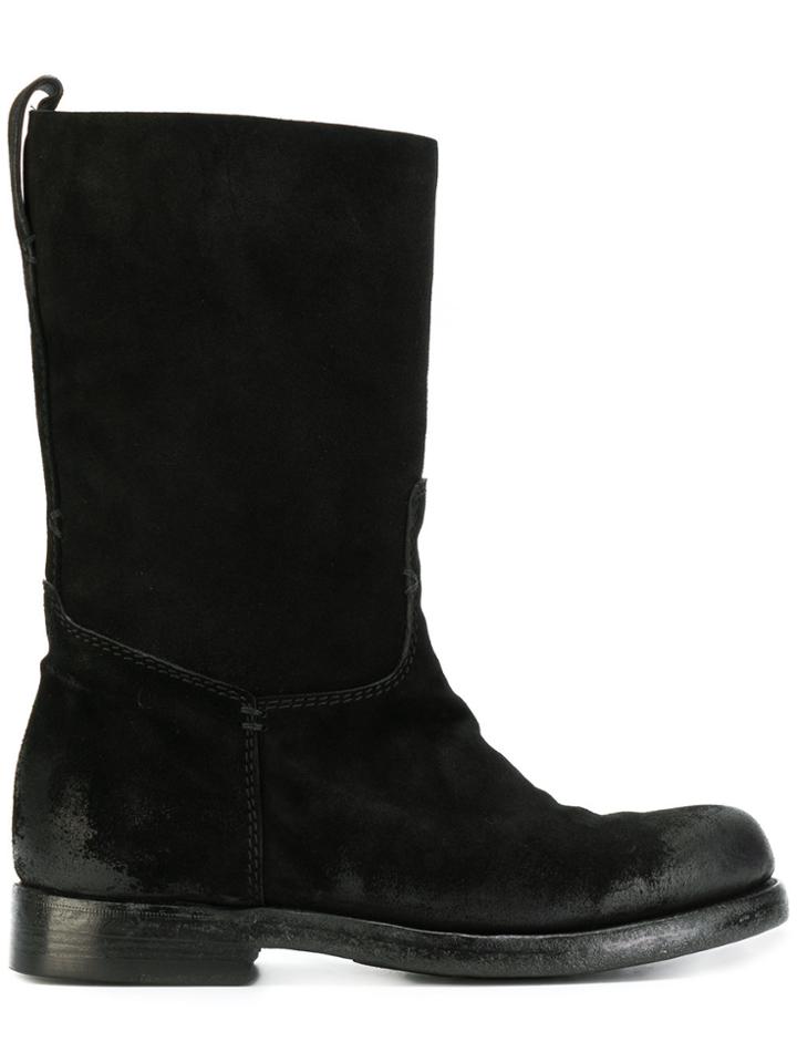 Silvano Sassetti Mid-calf Distressed Boots - Black