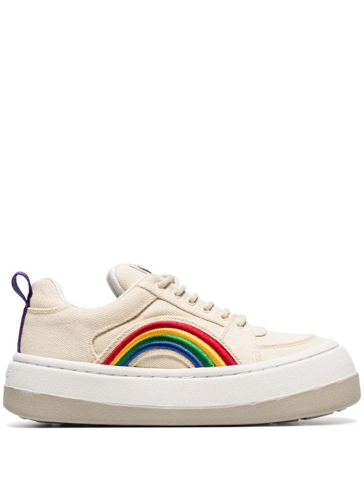 Eytys Cream Sonic Rainbow-embroidered Canvas Low-top Sneakers -
