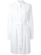 Kenzo Tie Waist Shirt Dress, Women's, Size: 36, White, Cotton