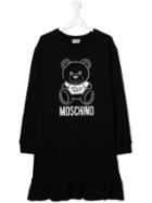 Moschino Kids Teen Logo Bear Sweatshirt Dress - Black