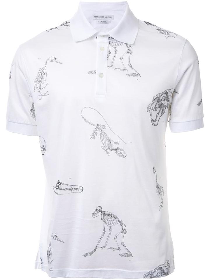 Alexander Mcqueen - Victorian Skeleton Print Polo Shirt - Men - Cotton - S, White, Cotton