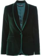 Dolce & Gabbana Velvet Blazer, Women's, Size: 44, Green, Cotton/silk/spandex/elastane/silk