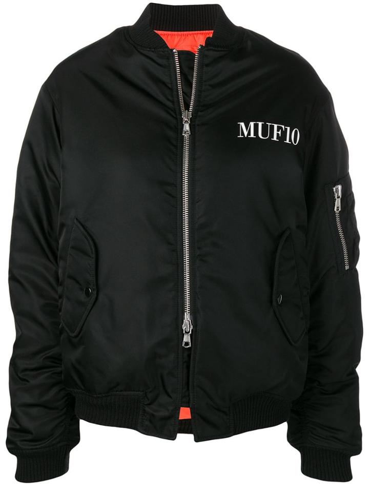 Muf 10 Copenhagen Logo Print Bomber Jacket - Black