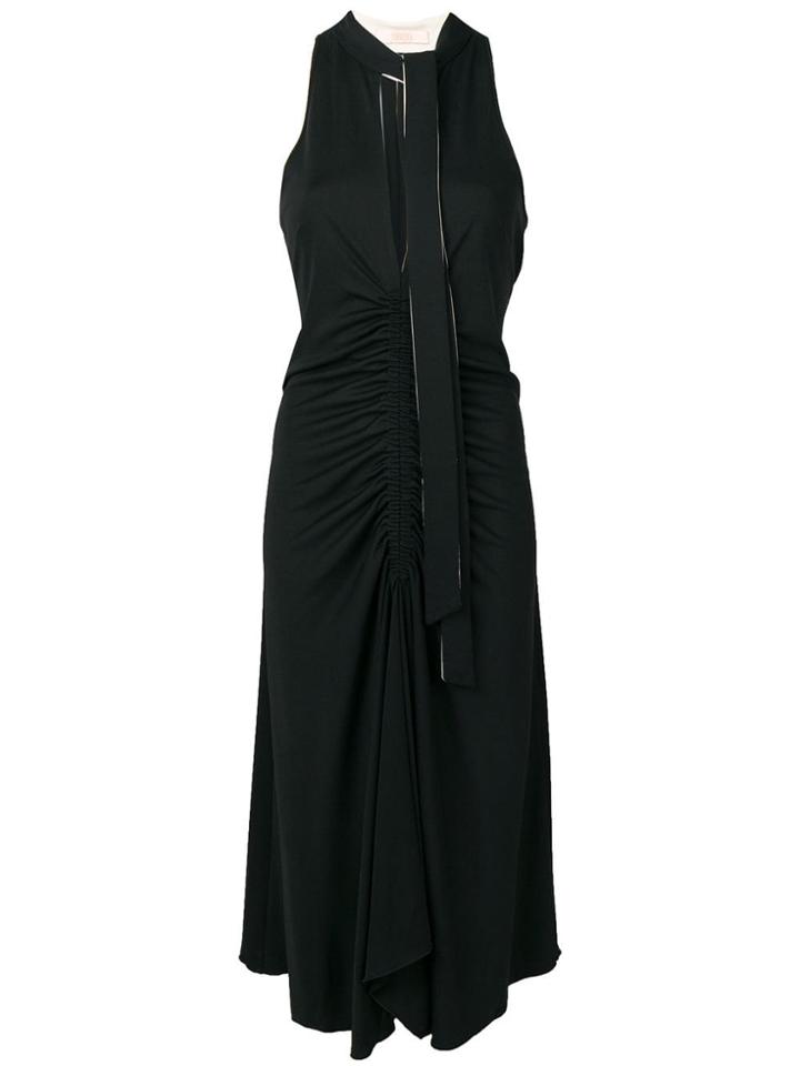 Ssheena Ruched Tie Neck Midi Dress - Black