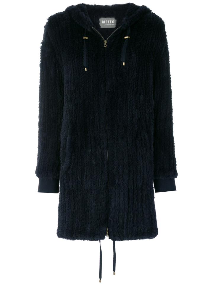 Meteo By Yves Salomon Hooded Fur Coat - Blue