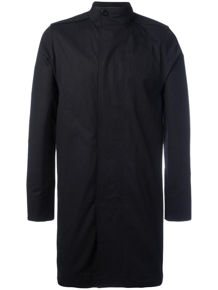 Rick Owens Funnel Neck Coat, Men's, Size: 48, Black, Cotton/rubber/cupro