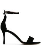 Tabitha Simmons Suede Tilda 85 Sandals With Chain Ankle Strap - Black