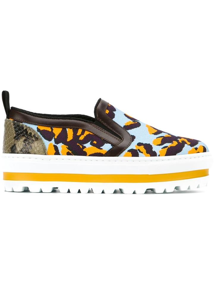 Msgm Animal Print Slip On Sneakers