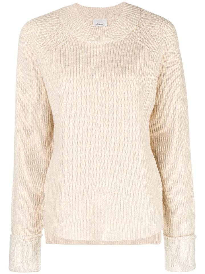 3.1 Phillip Lim Ribbed Crew Neck Pullover - Nude & Neutrals