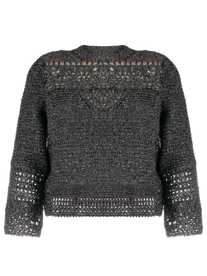 Alberta Ferretti Cropped Sleeve Sweater - Silver