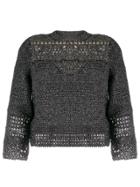 Alberta Ferretti Cropped Sleeve Sweater - Silver